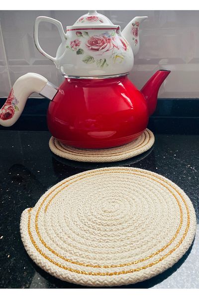 ELÇİÇEK HOME Handmade Trivet, Pan Mat, Pot Mat, Teapot Mat 20cm (2 Pieces)