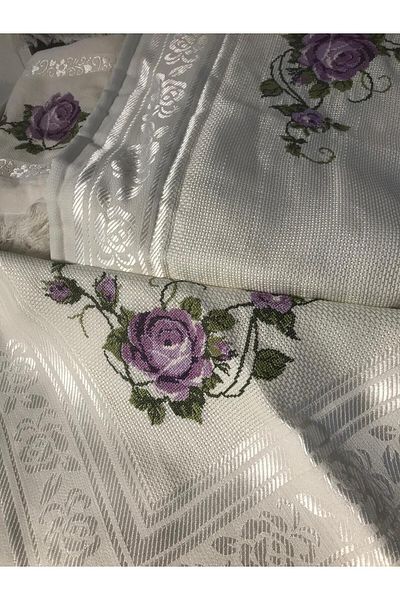 Vinezza Home Collection Dowry 6 Piece Rose Embroidered Etamine Prayer Rug Set Bundle Set