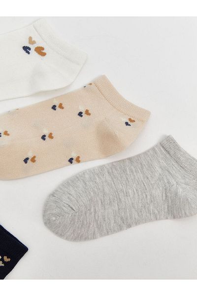 LC Waikiki Lcw Dream Ecru Printed Women's Booties Socks 5-Pack