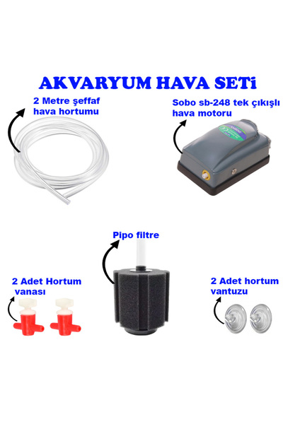 PETVİLLA AKVARYUM AKVARYUM SÜPER TEMİZLİK SETİ 1 (TEK ÇIKIŞLI HAVA MOTORU-PİP...