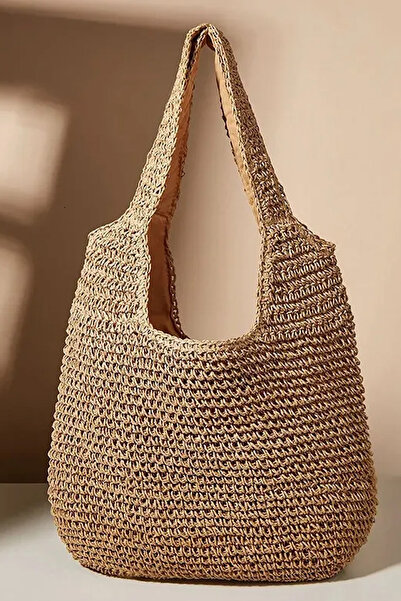 FASHION COCKTAIL Διπλή Χοντρή Λαβή Με Επένδυση Με Φερμουάρ Μαλακή Σακούλα Πλέξης Παραλίας Θάλασσας Σακίδιο Ώμου