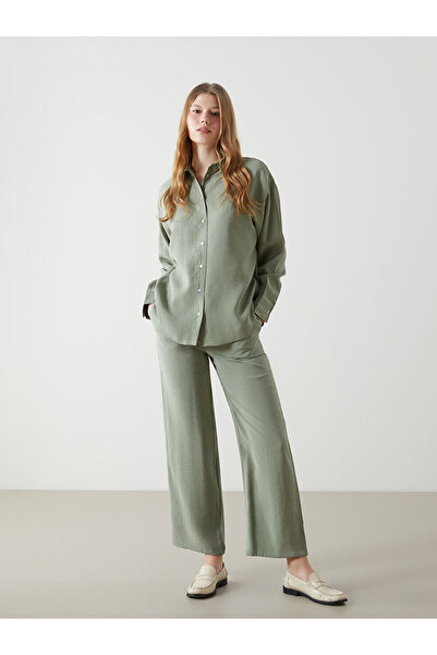 LC Waikiki Khaki Women's Pants with Elastic Waist Modal Blend