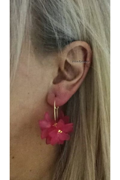 mos&more 4 Pieces Pink Flower Gold Hoop Earrings for Women