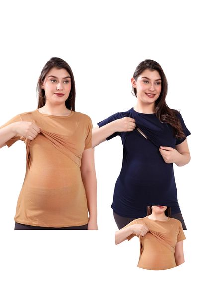 Tummy Pack of 2 Soft & Comfortable Maternity & Nursing Pullon Top for Women