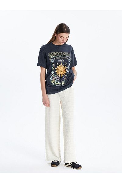 LC Waikiki Γυναικείο μπλουζάκι με στάμπα Crew Neck New Season - S5GR84Z8