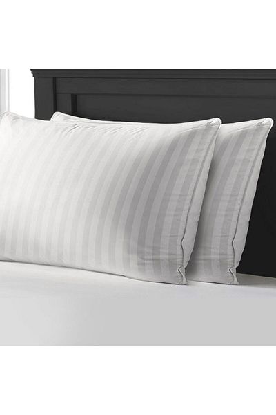 Kotonia Home Set of 25 Hotel Pillowcases, 100% Cotton, Damask With 2.5 Cm Stripes, White, 40x40 Cm