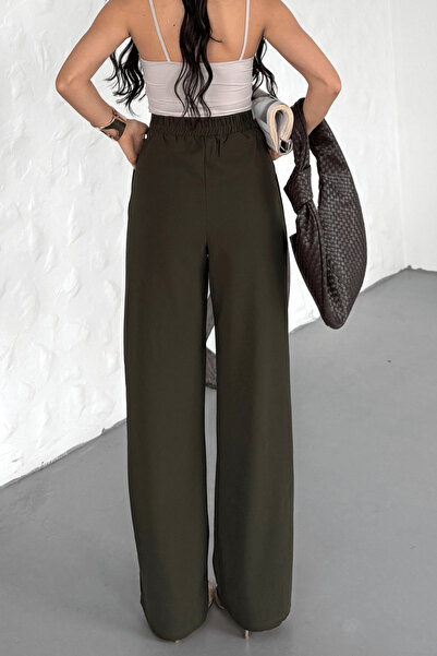 Paw Garage Γυναικείο ύφασμα Sophia με ψηλόμεσο ελαστικό πίσω μέρος και κρυφό φερμουάρ στο πλάι παντελόνι palazzo