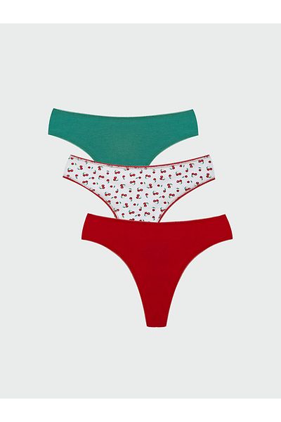 LC Waikiki Lcw Dream Ecru Patterned Thong Panties 3 Pack