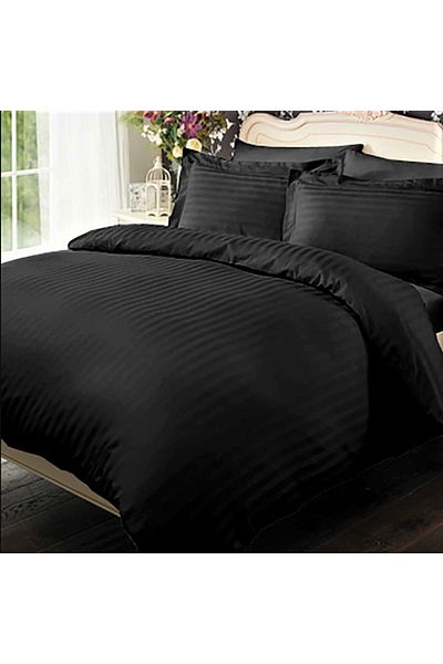 Kotonia Home Set 2 Fete De Perna Deco,damasc Saten, 100% Bumbac, 40x40 Cm, Dungi 1 Cm, Negru