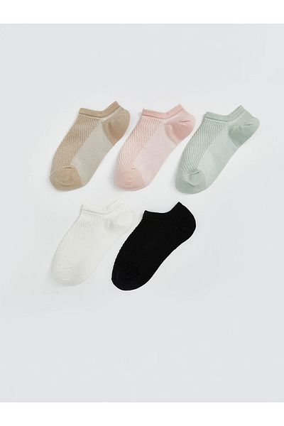 LC Waikiki Gray Self Patterned Women's Sneaker Socks 5-Piece