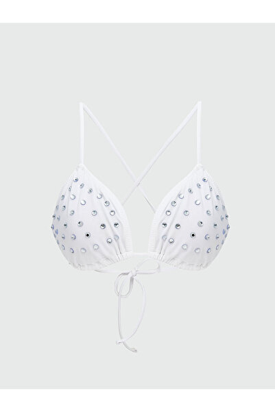 LC Waikiki Ecru Shiny Stone Women's Bikini Top