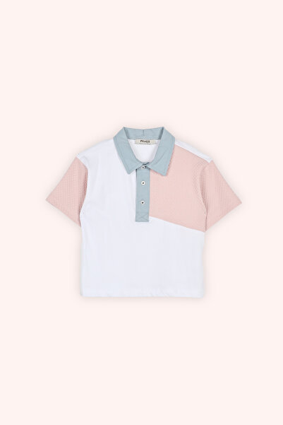 Panço Erkek Bebek Kontast Renk Detaylı Mavi Polo Yaka Tişört