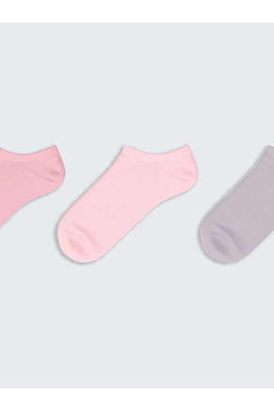 LC Waikiki Pink Women's Flat Sneaker Socks 3-Piece