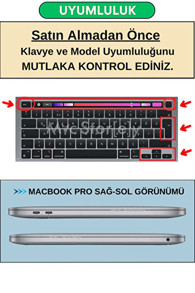 Mcstorey Macbook Pro Kılıf 13inç M1-m2 Klavye Koruyucu (TÜRKÇE Q) A2338 A2251 A2289 A2141 Ile Uyumlu