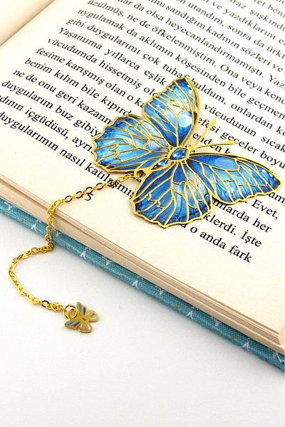 Solfera Blue Butterfly Vintage Chain Σελιδοδείκτης Reader Μεταλλικός σελιδοδείκτης Σελιδοδείκτης AY018