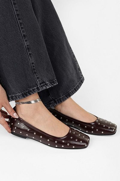 Shoeberry Zoe Burgundy Trock Blunt Toe Ballerinas für Damen