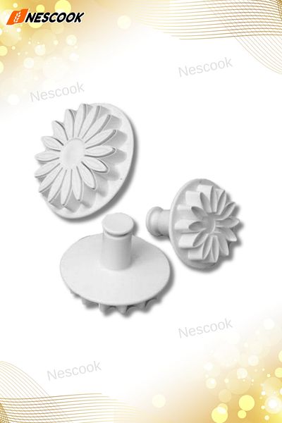 nescook Set of 3 Large Sunflower Dough Cutters and Molds, Flower Cutters, Fondant Molds