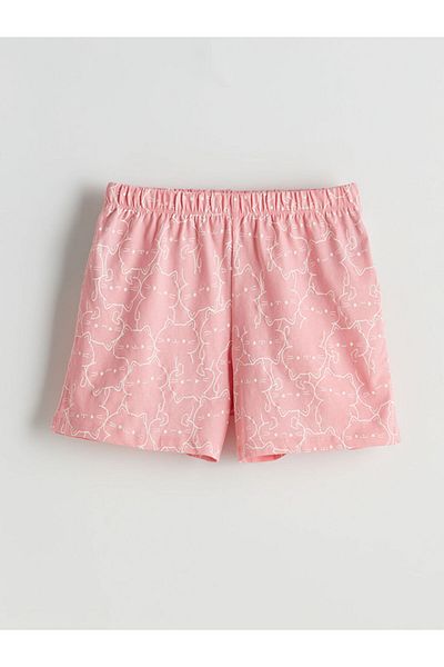 LC Waikiki Pantaloni scurți pentru femei LCW Young Pink cu talie elastică cu imprimeu