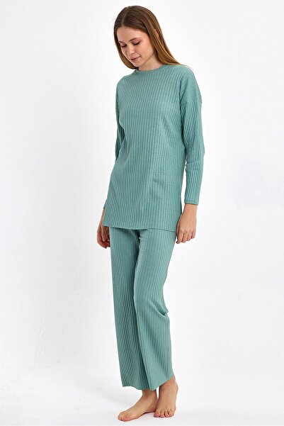 Oyga Γυναικεία Water Green Γυναικεία Κοτλέ Αναφορά & Φούτερ, Casual Home Wear Σετ πιτζάμες