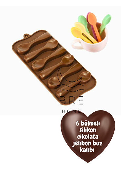 BRE HOME 6 bölmeli silikon kaşık model cikolata jelibon buz kalıbı