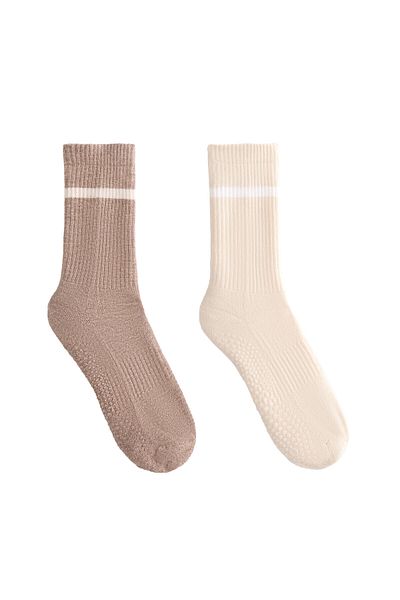 Oysho 2 pairs of classic cotton blend yoga and Pilates socks