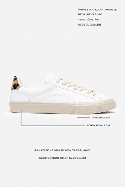 NİŞANTAŞI SHOES Charlie White Matte Back Leo Flat Sole Women's Lace-Up Sneakers