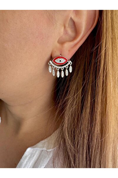 TAKIMOON Özel Seri Kırmızı Göz Detaylı Sallantılı Küpe