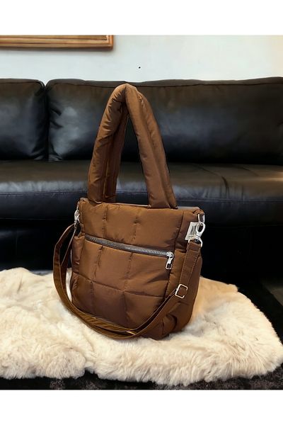 Nuggita Geantă de umăr Chestnut Speciale Quadrato Puffer Bag