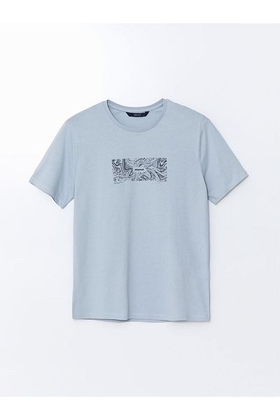 LC Waikiki Tricou pentru bărbați din bumbac pieptănat cu mânecă scurtă cu decolteu și imprimeu de sezon nou - S5KU06Z8