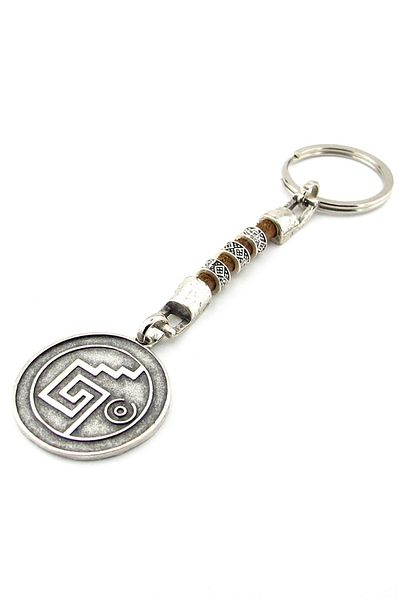 Solfera Mayan Aztec Calendar Medallion Derni Lanyard Metal Keychain Kc315