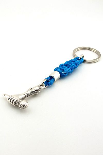 Solfera Rap Music Holding Microphone Hand Diss Blue Macrame Braided Metal Keychain Kc317