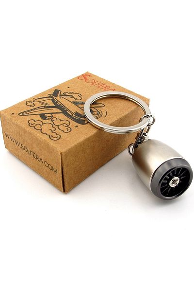 Solfera Airplane Jet Engine Shaped Aviator Engineer Pilot Metal Key Chain Heavy Duty Kc267