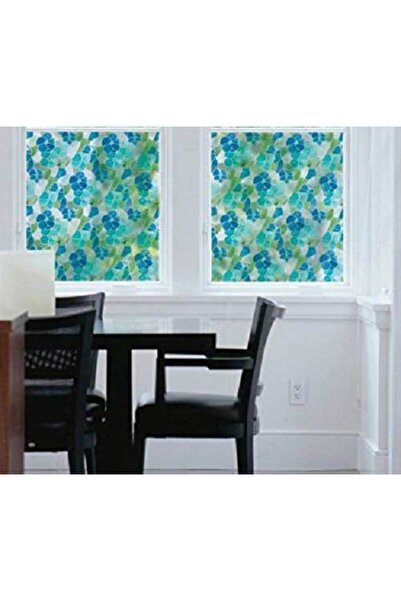 d-c-fix 346-2665 Mavi Çiçekli Cam Vitray Folyo Kendinden Yapışkanlı