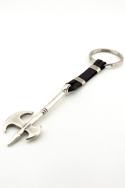 Solfera Warrior Axe - Black Leather Metal Tip Keychain Kc310