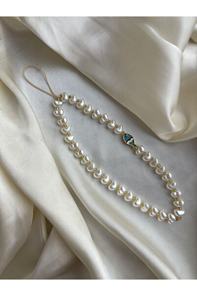 PEONY peonyofficiall Mavi Mineli Balık Detaylı Inci Detaylı Telefon Charmı Te...