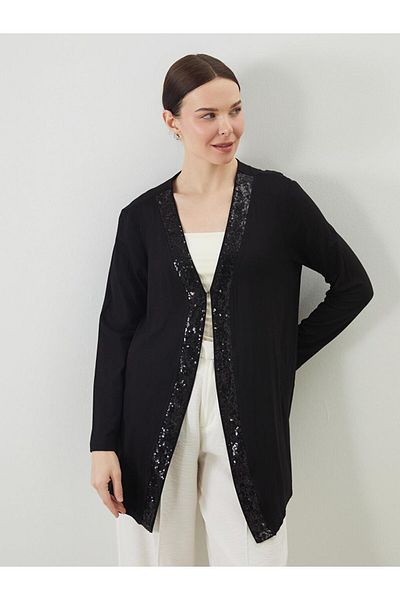 LC Waikiki Lcw Grace V Neck Sequin Sequin Embroidered Women's Cardigan