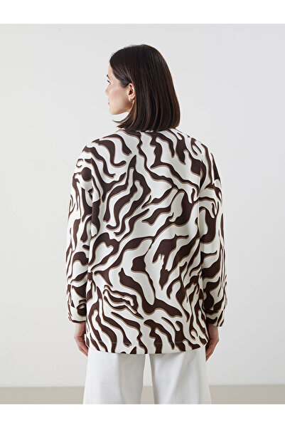 LC Waikiki Γυναικείο φούτερ LCW Modest καφέ με σχέδιο Oversize