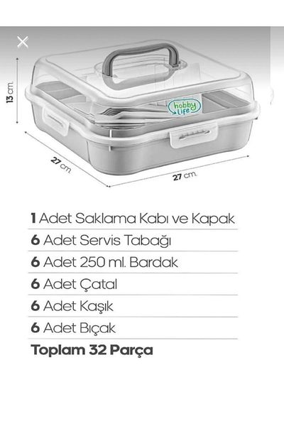 HOBBY LİFE 32 Piece Magic Picnic Set with Bag for 6 Persons