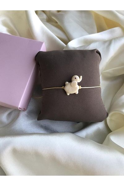 PEONY - peonyofficiall Cream Elephant Glass Murano Bracelet Cream String Bracelet