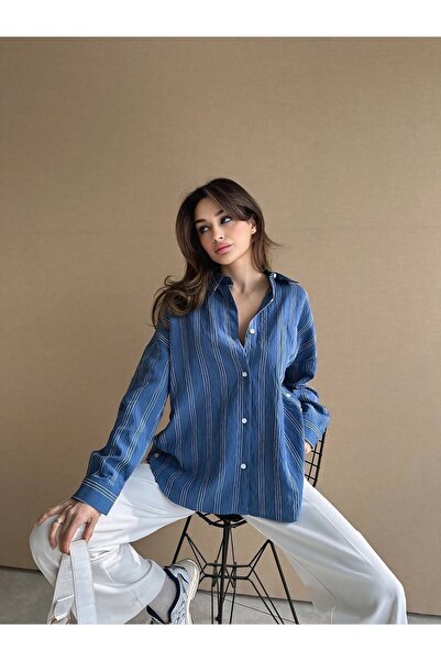 chwain قميص أزرق كبير الحجم - مخدوش CW1—2072