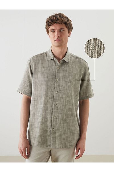 LC Waikiki Ανδρικό πουκάμισο με υφή με κοντό μανίκι New Season Regular Fit - S5OJ05Z8