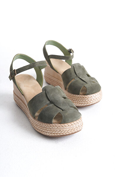 Elile Shoes Sandale cu toc cu pană din piele naturală