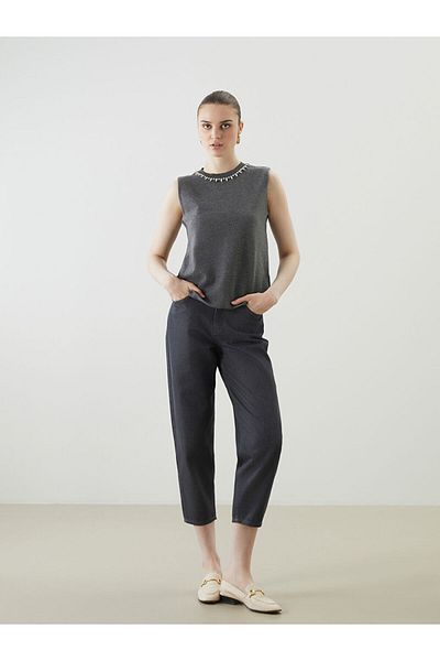 LC Waikiki Lcw Vision Anthracite Crew Neck Stone Women's Knitwear Undershirt