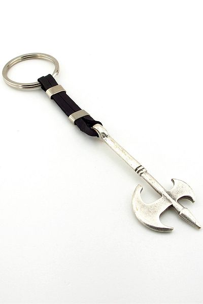 Solfera Warrior Axe - Black Leather Metal Tip Keychain Kc310