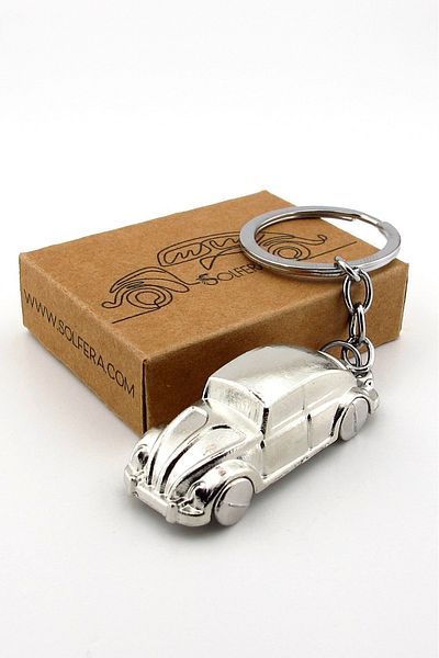 Solfera Silver Color Vosvos Beetle Nostalgic Car Tortoise Metal Keychain Kc270