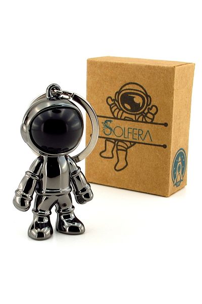 Solfera Anthracite Dark Gray Colorful Astronaut Space Nasa Shiny Pvc Keychain Kc277