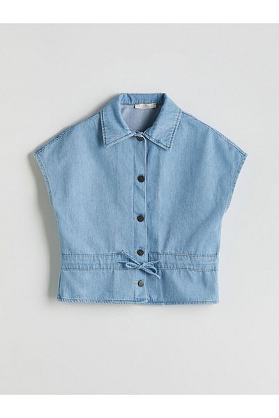 LC Waikiki Vestă de jeans pentru femei Natuvera Indigo cu guler de cămașă