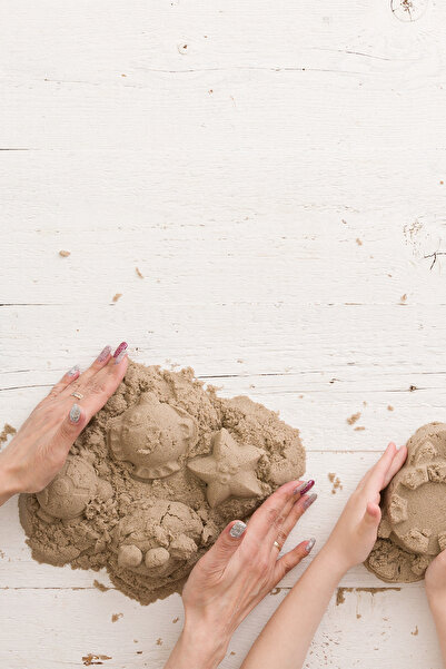 TutturX Natural Kinetic Sand 500Gr Bucket with 6 Molds as a Gift