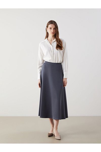 LC Waikiki Lcw Modest Gray Elastic Waist A-Line Skirt