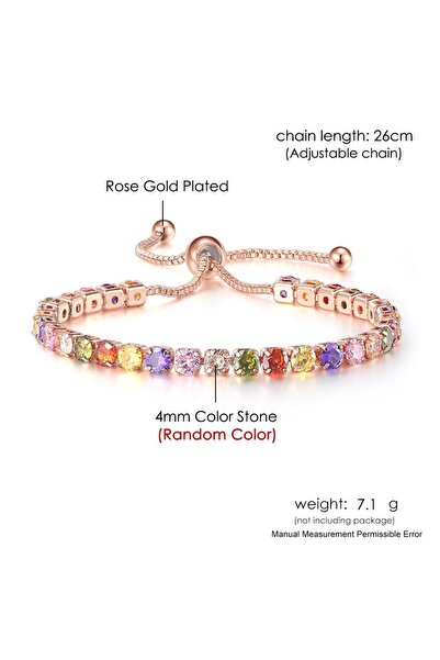 Choice أساور تنس متعددة الألوان قابلة للتعديل مقاس 4 × 4 مم H056-1 للسيدات وا...